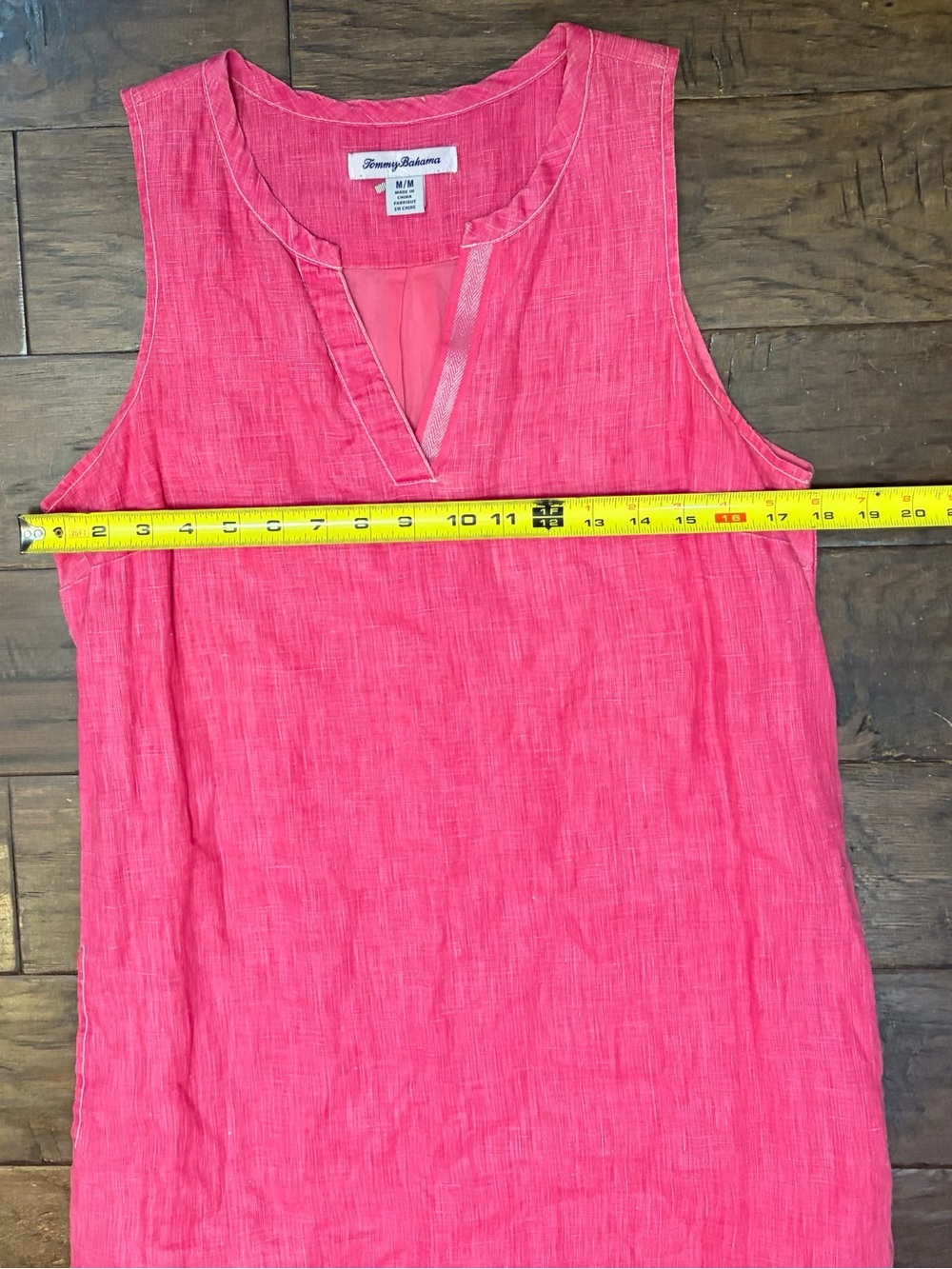 Tommy Bahama Pink 100% Linen Sleeveless V-Neck Shift Dress M Lined - Picture 11 of 11